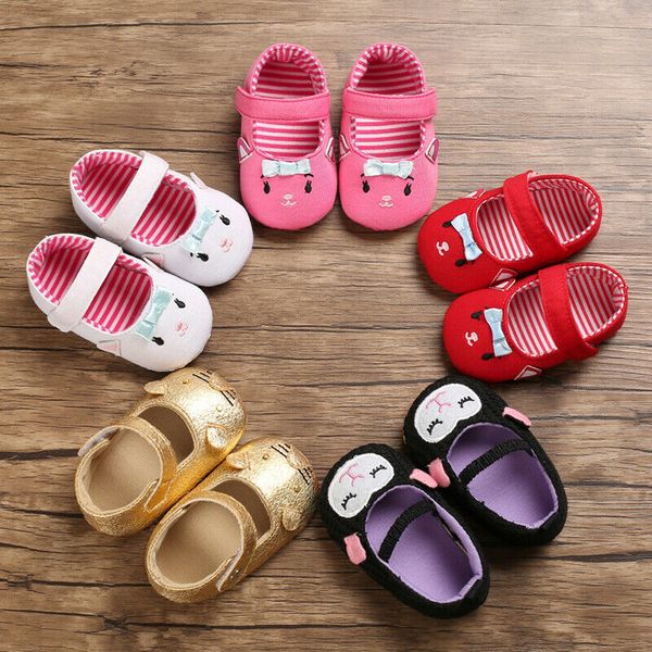 

cozy boutique cat newborn baby girl cute gold animal shoes toddler anti-slip soft sole leather kids shoes 2019, Black