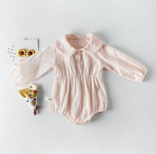 

весна и осень 2019 girls'babies ' столетняя одежда с перевернутым воротником и длинным рукавом хлопчатобумажная ткань комбинезоны комбинезон, Blue