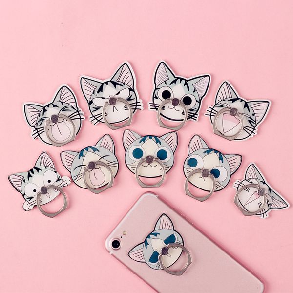 

universal acrylic and zinc alloy ring cute mobile phone holder stand rings cool cartoon cheese cat holder