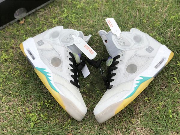 

2020 off authentic 5 high og white sail black muslin fire red blue yellow man basketball shoes mens trainers sneakers with original box