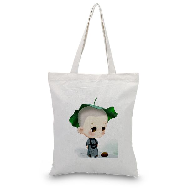 

chan calligraphy text shopping bag canvas tote bag daily use custom print diy eco ecologicas reusable recycle handbag