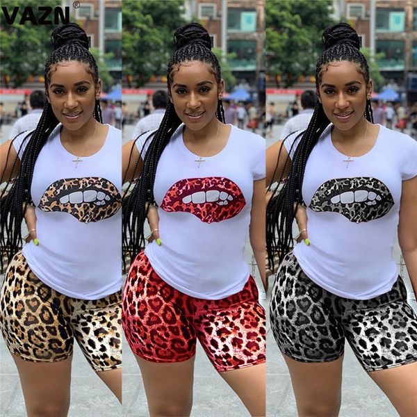 

vazn qybx5130 new plus size young lady of note mature office short sleeve leopard elastic women 2 piece set, Gray