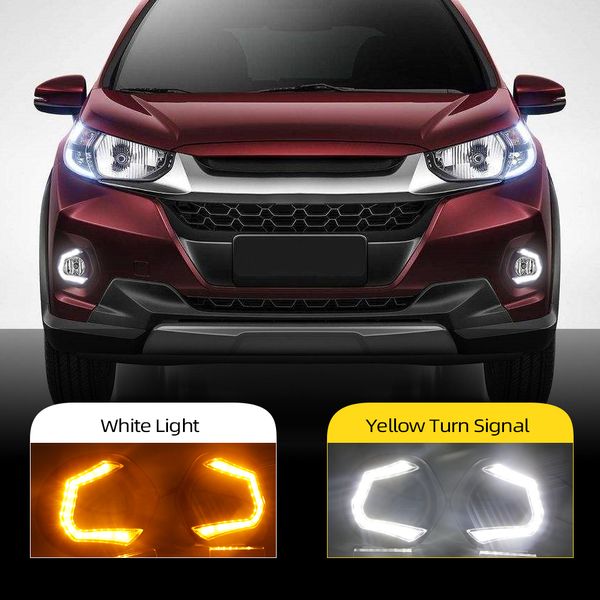 2pcs DRL 12V LED diurnas Luz Para Honda WRV 2017 2018 Com virar amarelo Relé Estilo Signal Waterproof