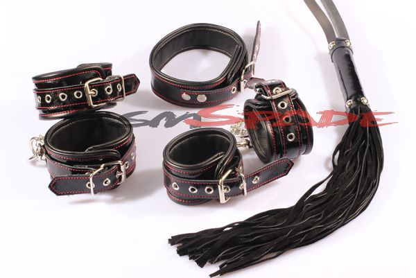 

100% t200620 leather cuffs game handcuffing restraint kit cuffs product leather couples for hand toys real whip djbve