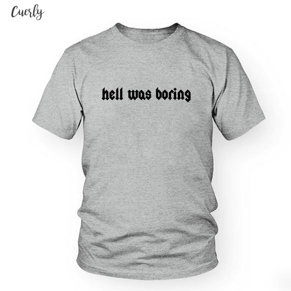 

hell was boring women tumblr grunge street style t shirt hipsters summer women fashion funny slogan satan kawaii goth shirt, White
