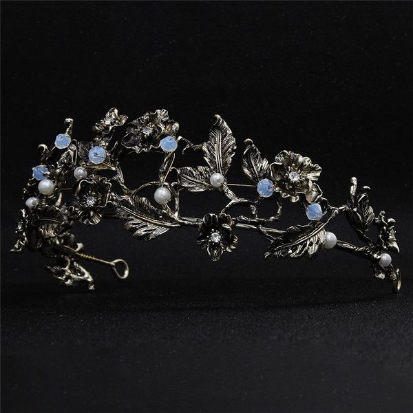 2019 High Quality Classic Opal Baroque Black Bridal Tiara Crown