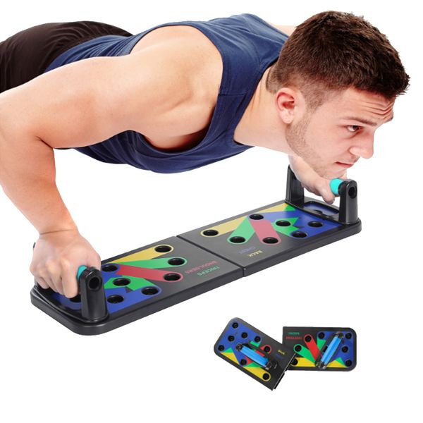 Empurre a placa de cremalheira multifuncional dobrável push up rack board home workout tabuleiro abdominal músculo exercício equipamento Y200506