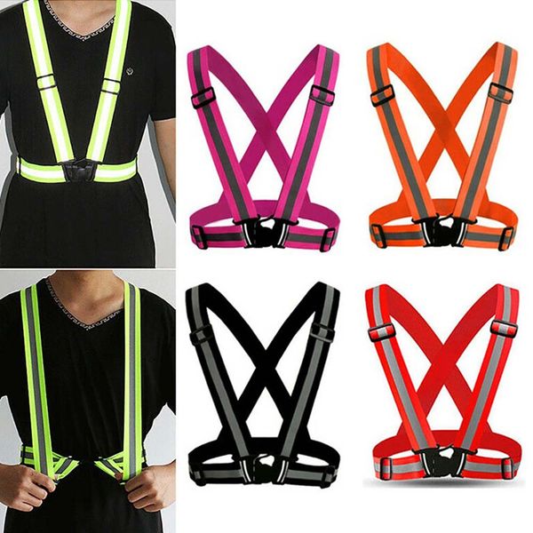 

adjustable safety security high visibility reflective vest gear stripes jacket night running wholesale