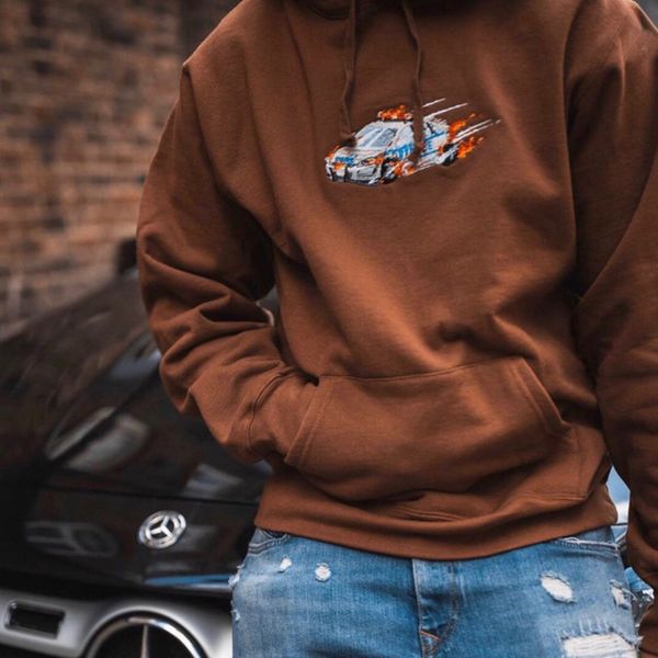 

19fw luxury european cop car hooded sweatshirt embroidery velvet hooded sweater couple women mens designer hoodies hfxhwy098, Black