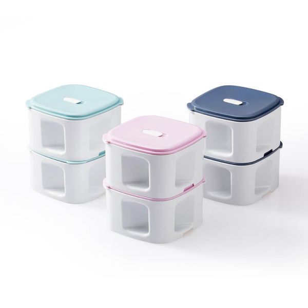 Kalar 920ml Square Lunch Box Contenitore per alimenti Bento da picnic a doppio strato di mijiayoupin - Blu