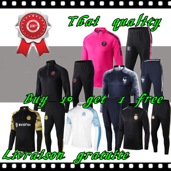 

new 19/20 psg mens tracksuit real madrid fr paris sets soccer tracksuit sets jacket mbappe survetement psg pogba football training suit
