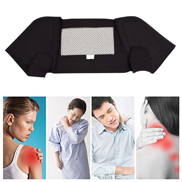 

self-heating shoulder magnetic therapy support brace belt for the back posture corrector massager relief pain, Black;blue