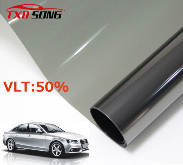 

50cm*300cm/lot light black car window tint film glass vlt 50% roll 1 ply car auto house commercial solar protection summer