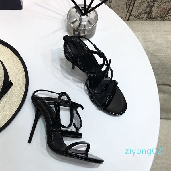 

women party shoes .5cm high heels high thin heels black genuine leather pointed toe pumps spring summer dress letter heels sandals z02