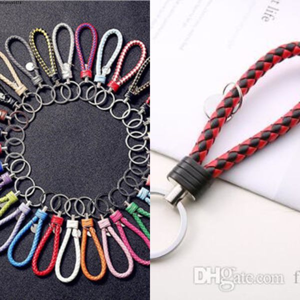 

pendant chain pu key leather keychain holder car keyrings braided woven rope key chains bag jewelry fashion christmas gift lxl610q-2, Silver