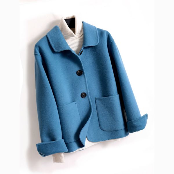 

autumn winter cashmere coat women 2019 casual wool blend coat female elegant single breasted short outwear casaco feminino, Black