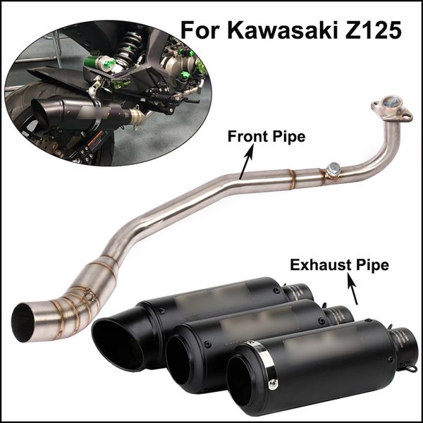 

for z125 motorcycle modified system black exhaust muffler tips header connect pipe front link pipe