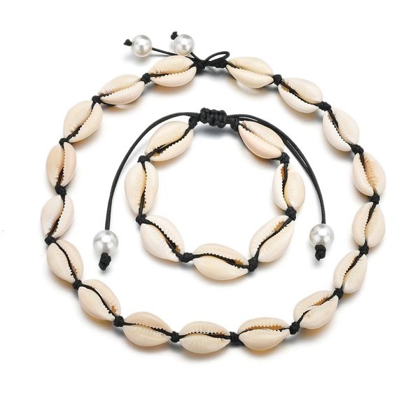

accessories posimi second manual shell necklace bracelet set ornament, Black