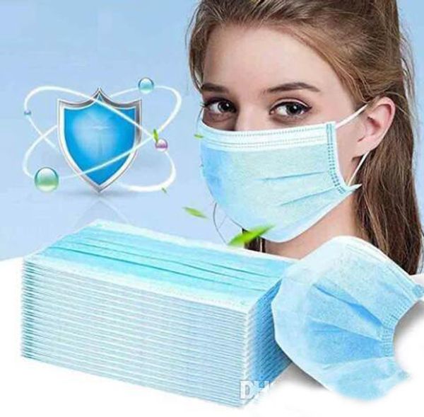 

disposable face mask 3 layer ear-loop dust mouth masks cover 3-ply non-woven breathable and comfortable for blocking dust air pollution