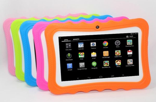 

kids brand tablet pc 7" quad core children tablets android 4.4 allwinner a33 google player wifi big speaker protective cover