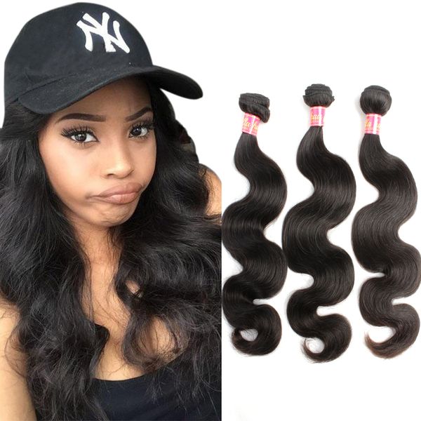 11 Um pacote de cabelo virgem brasileiro de primeira classe 3pcs/lote duplo desenhado onda corporal peruana tecer