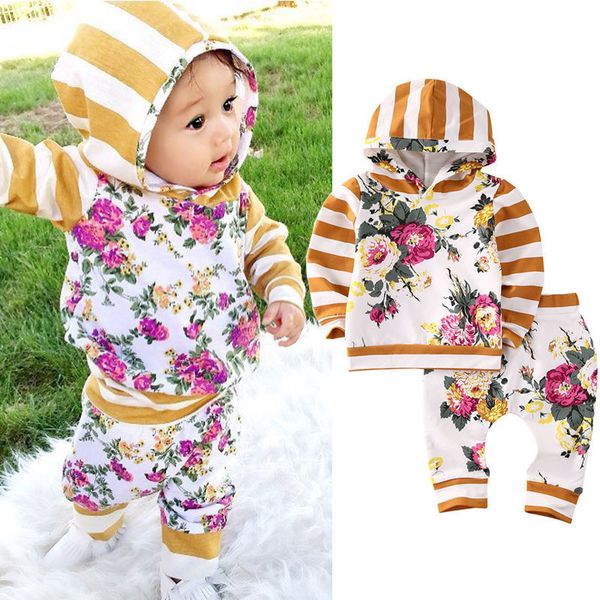 

floral newborn toddler kids 2016 clothes set long sleeve hooded sweatshirt pant 2pcs outfit suit bebek giyim clothing