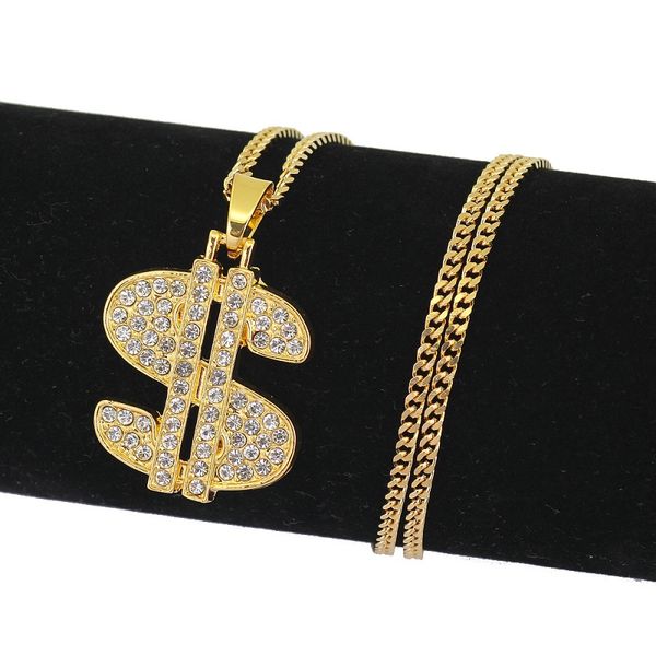 

fashion- hip hop necklace jewelry new fashion gold iced out dollar sign $ pendant necklace for men, Silver