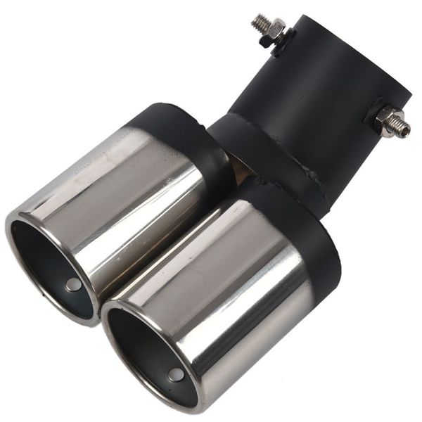 

universal car vehicle exhaust muffler steel tail pipe:bending double tube(silver&black