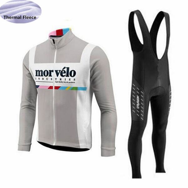 

morvelo team long sleeve winter thermal fleece cycling jersey set triathlon outdoor sport ropa ciclismo bike wear 9d gel pad, Black;red