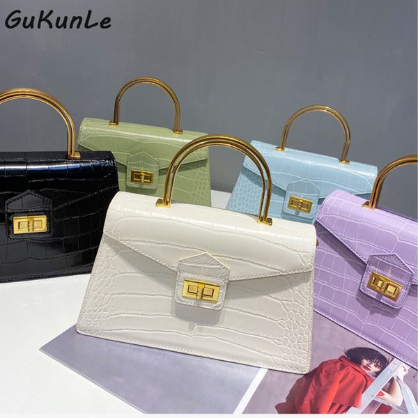 

box flap women bag alligator bag purple green blue metal handle shoulder messenger 2020 spring summer ladies hand
