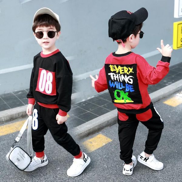 

дети костюм весна осень с длинными рукавами детской одежды цифровые с длинными рукавами спортивный свитер с капюшоном + брюки младенца мальч, White