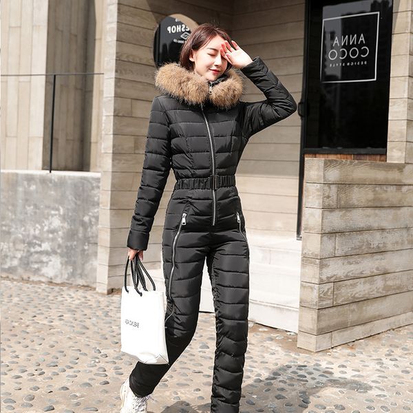 

fake two pieces down cotton coat female fashion show ski wear thicker warm winter new one-piece cotton hooded ski suits wq2515, Tan;black