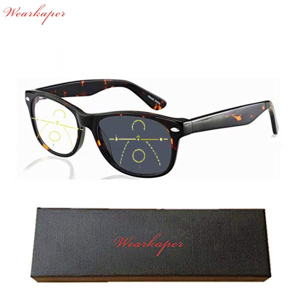 

wearkaper acetate progressive multifocal transition sunglasses pchromic reading glasses men points reader near far sight, White;black