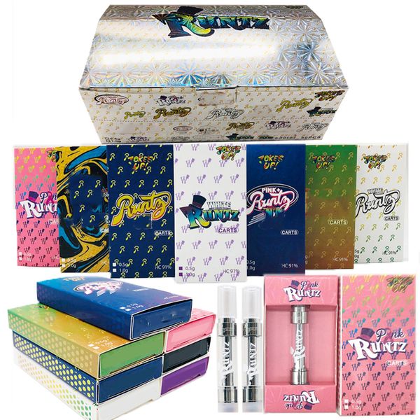 

Runtz Disposable Empty Vape Pen Carts 0.8ml 1ml Press Tip 510 Thread Oil Cartridges Pressed-in Tip Vaporizers Ecigs with Push Packaging Box
