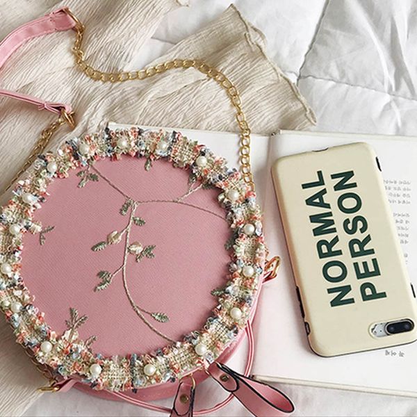 

women bag fashion parel small round wild messenger shoulder bags lace embroidered line shoulder messenger bag