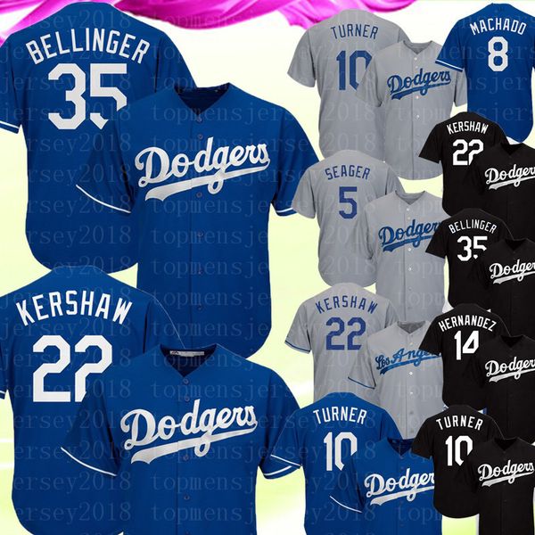 

35 Cody Bellinger Jersey 22 Clayton Kershaw 5 Corey Seager 10 Turner 8 Machado 23 Adrian Gonzalez Baseball Jerseys