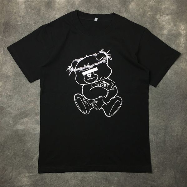 

new men's fashion luxury designer t-shirts in 2019 cartoon dummy bear animal printed t-shirt, White;black