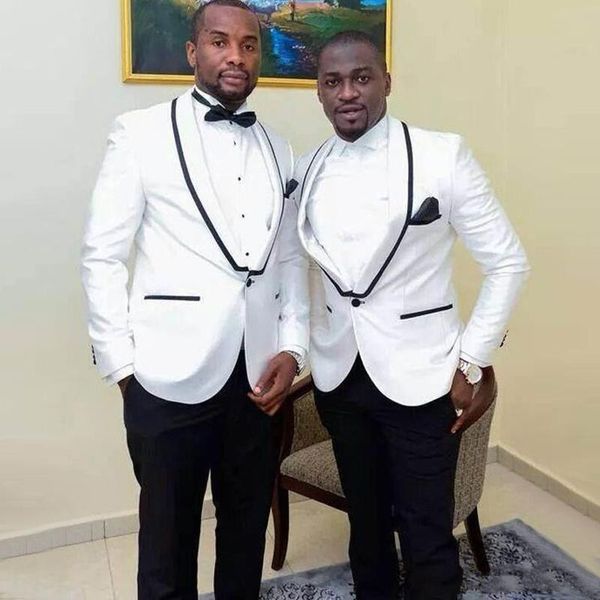 

fashion white groom tuxedos excellent shawl lapel slim fit groomsmen blazer men formal suit party prom suit(jacket+pants+tie) 1289, Black;gray