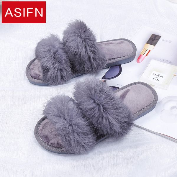 

asifn women slippers soft plush cotton indoor slipper shoes woman non-slip floor home furry for bedroom female zapatos de mujer, Black