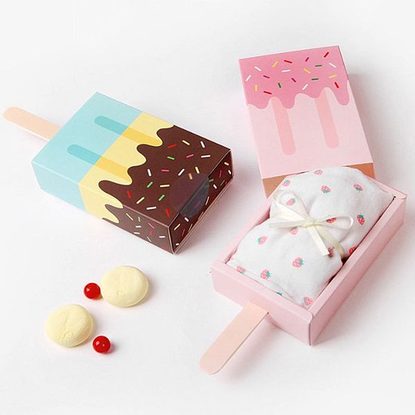 

10pcs/lot ice cream shape candy boxes paper gifts box goodie bags kids birthday party decoration chocolate box baby shower toy