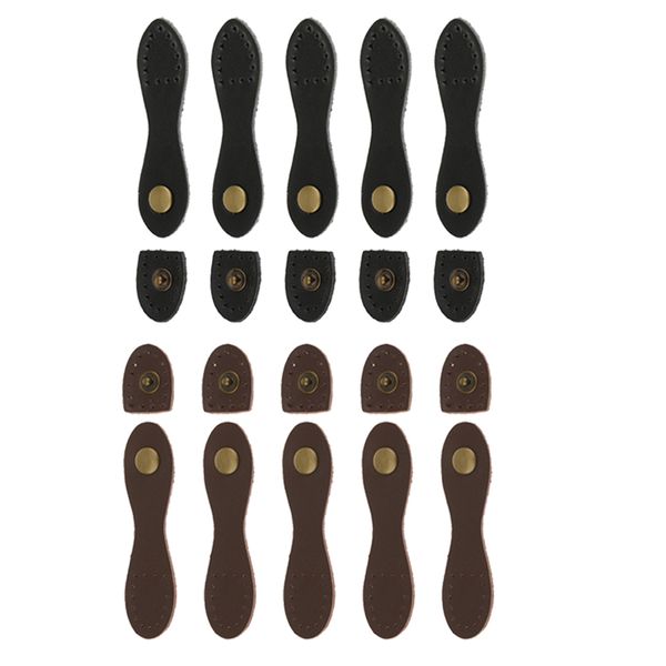 

10 sets retro leather buckle with snap buttons for bags shoes diy 8 x 2.2cm, Black
