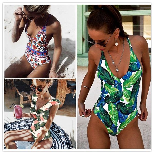 

ashgaily 2019 new one piece swimsuit cartoon printed swimwear women bathing suit beach backless monokini swimsuit female