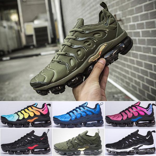 

2018 new running shoes men tn shoes tns plus air fashion increased ventilation casual trainers olive red blue black sneakers chausseures t85