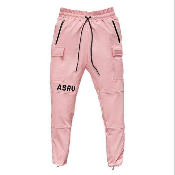 

2020 overalls, men's summer slim sweatpants, loose-fitting south korean popular , multi-pocket, quick-drying, corset pants f, Black