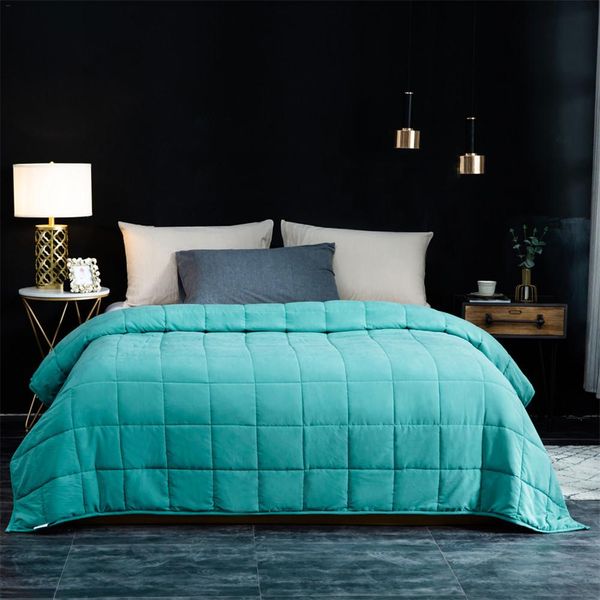 

100% хлопок weighted одеяло замша мягкие удобные стеклянные шарики для детей взрослых тревожность аутизм стареют люди 7/10 / 15lb