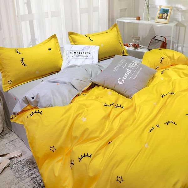 

quilt bedding linens two-piece set dormitory single bed bedding three piece girl heart yellow