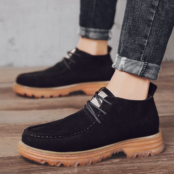 

england trend casual shoes soft comfortable work shoes men flats zapatillas hombre 2019 autumn new men, Black