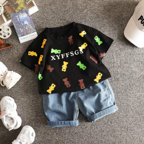 

2020 дети дизайнер одежды мальчиков мода одежда set summer футболка + шорты две пьесы марка письмо печати с узором мальчик футболки топы, White