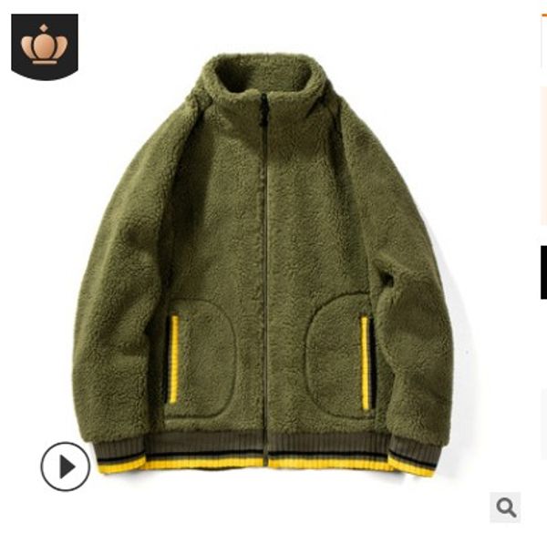 

cysincos winter fashion stand collar lambswool jackets coats men 2019 solid color man casual warm outwear coat casaco masculino, Black;brown