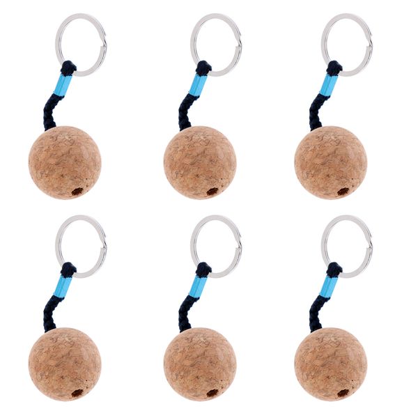 

6 pieces 3.5cm floating cork keyring wooden ball marine sailing boat kayak canoe water sports accessroies buoyant key ring